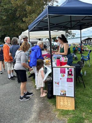 Vegan Outreach table at the RI Folk Festival August 2023 at Adventures, Networking & Volunteering for Vegans in Warwick