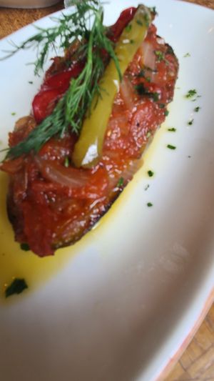 Stuffed eggplant at Agora Tysons in Mclean