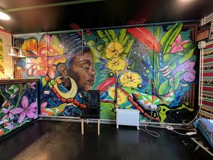 Stunning mural inside the takeaway   at Afro Delight in Limerick