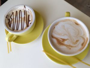 Hazelnut lovers and latte with oat milkk  at The Yellow Door in Guaynabo