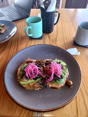 Hummus Sandwich - requested to add mushroom to it. Brody - the person who served was very friendly at Sereno Roof Bar & Restaurant in Cozumel