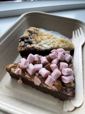 Vegan rocky road brownie and blueberry pie  at Espresso House - Västerlånggatan in Stockholm