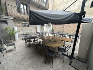 Outside terrace (was raining today so not in action)   at Pit'sa in Bergamo