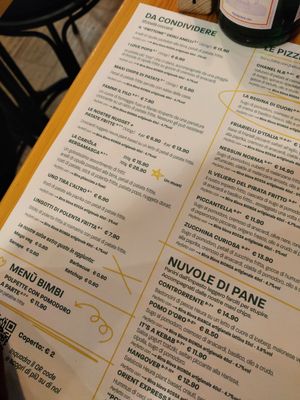 Menu at Pit'sa in Bergamo