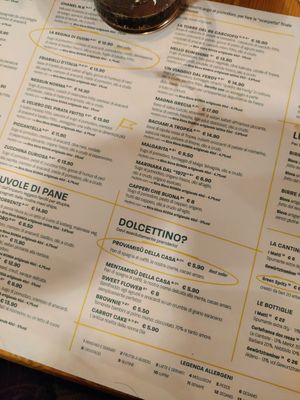 Menu at Pit'sa in Bergamo