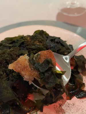 Seaweed and potato fritters   at NARO in New York City