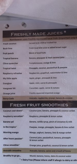 Juice, smoothies at Nambawan Café in Port Vila