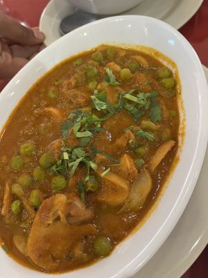 Mutter mushrooms   at Green Chili Indian Restaurant in Dayton