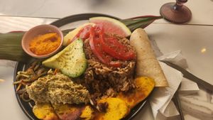 Gallo pinto at bread what what in Puerto Viejo De Talamanca