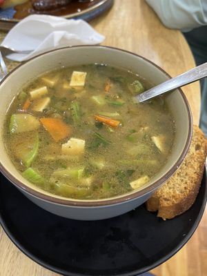 Lentil soup, packed with lentils and veggies  at Agnista Coffee Shop in Ulaanbaatar