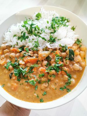 Caril de Grão / Chickpea curry with basmati rice at BOLOTA in Castro Verde