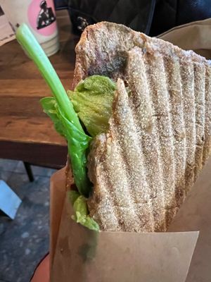 Avocado and vegan pesto toastie at AMS - Joe & The Juice - Lounge 3 in Schiphol
