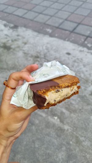 Delicious penaut butter ice cream sandwich! The cookie dough is so tasty 😍 at Kind Koko in Gianyar