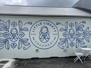 From the outside there’s a mural  at Little Liberty Creamery in Inglewood