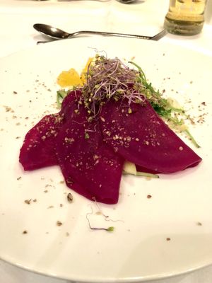 Rote Beete carpaccio / Beetroot Carpaccio  at Alpeiner Hotel in Neustift Im Stubaital