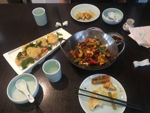 already nibbled at food, but very tasty!!  at Geng Yuan Vegetarian in Chengdu