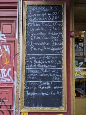 Menu outside Meze Haus. at Meze Haus Mittelmeerfeinkost in Berlin