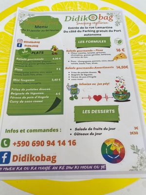 Menu au 4.02.23 at DidikoBag in Pointe-a-pitre