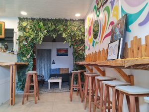 The too high and not so comfy stools. at DidikoBag in Pointe-a-pitre