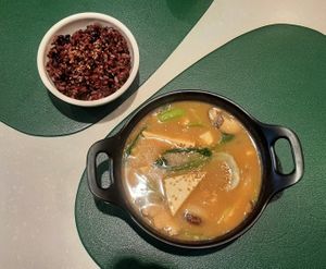 Doenjang jjigae (Korean cuisine) at Loving Hut - Baruun Durvun Zam in Ulaanbaatar