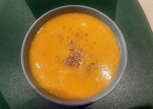 Pumpkin soup at Loving Hut - Baruun Durvun Zam in Ulaanbaatar