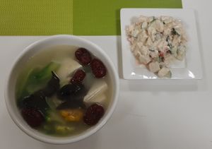shihu soup; toufu salad at Loving Hut - UB13 in Ulaanbaatar