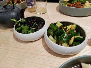 Mu-err salad and smashed Cucumber salad at Mamma Bao in Munich