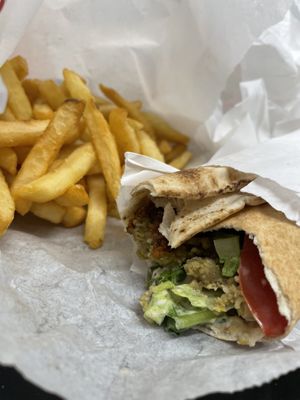 Falafel Wrap And Chips  at Paramount Lebanese Kitchen in West London
