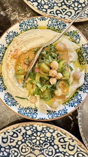 Spicy hummus(herbaceous spices)  at Paramount Lebanese Kitchen in West London