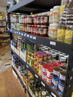 some canned fruit and goods (like jackfruit)   at Bangkok Crisps in Bothell
