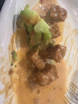 Vegan peanut sauce tofu dish for me!  at Thai Orchid in Klamath Falls