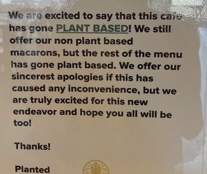 Little sign they posted - made me so happy they’re catering to a veg/vegan based lifestyle ( ^ω^ )  at Planted By La Tour Cafe in Honolulu