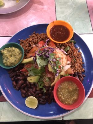 Spicy Chorizo Beans and Rice  at Taco Beach Grill in Seminyak
