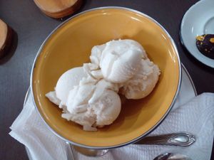 Vegan vanilla icecream at House of Chocolate Grenada Museum in St Georges