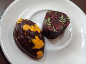 Mango and sorrel bon bons at House of Chocolate Grenada Museum in St Georges