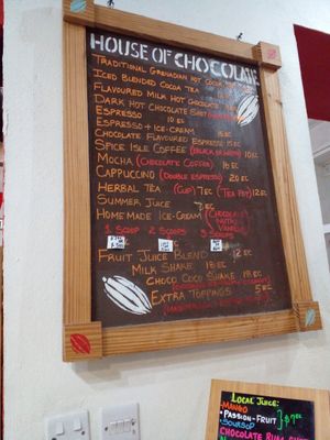 Menu at House of Chocolate Grenada Museum in St Georges