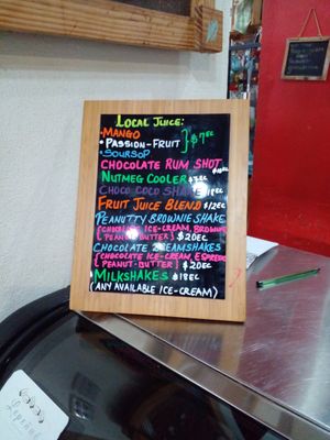 Menu at House of Chocolate Grenada Museum in St Georges