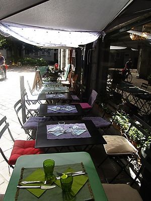 outside at Festina Lente in Grenoble