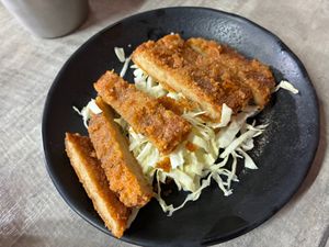 Taiwanese-style fried chicken patty at YuanHe Vegetarian Hotpot - 圓和素鍋 in Taipei
