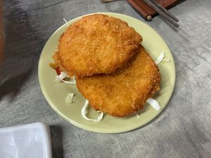 Fried squid and sea bass steaks at YuanHe Vegetarian Hotpot - 圓和素鍋 in Taipei
