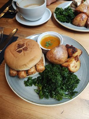 Sausage sandwich and dippy egg at Nooch in Shrewsbury