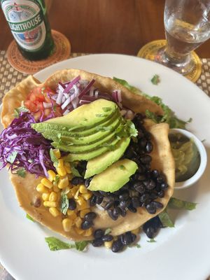 Burrito bowls with coconut rice and black beans   at Pineapples - Ramon's Village Resort in San Pedro