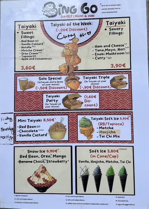 Menu  at Bing Go in Dusseldorf