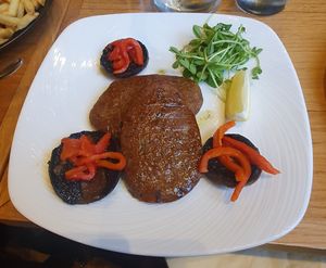 "No meat" steak at Jardim Rodizio Grill in Altrincham