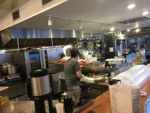 Open air prep at Clover Food Lab - Harvard Square in Cambridge