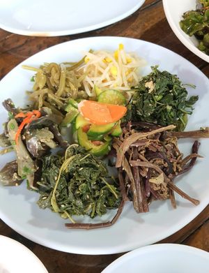 vegetable side dishes for Boribap #Veganuary at Boribap House - 시골보리밥집 in Gyeonggi-do