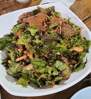 Acorn jelly salad 도토리묵무침 #Veganuary at Boribap House - 시골보리밥집 in Gyeonggi-do