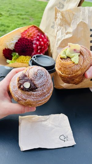 Vegan matcha and hazelnut krafin   at Krafin in Prague