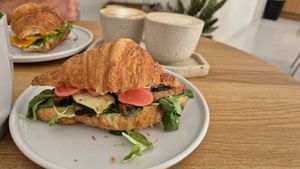Croissant with tempe and veggies at Krafin in Prague
