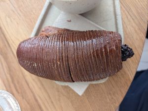Weekend special: Pain Suisse.  Cocoa pastry with a chocolate filling. This had great lamination with crispy snap and plenty of filling. A delicious treat. at Krafin in Prague